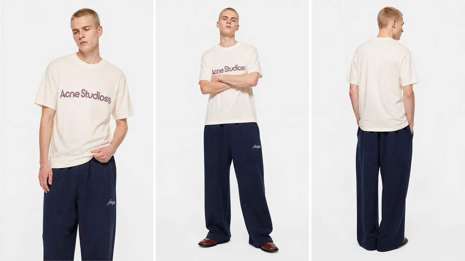 ACNE STUDIOS — THREE-UP FULL LOOK, LOGO TEE AND SWEATPANT